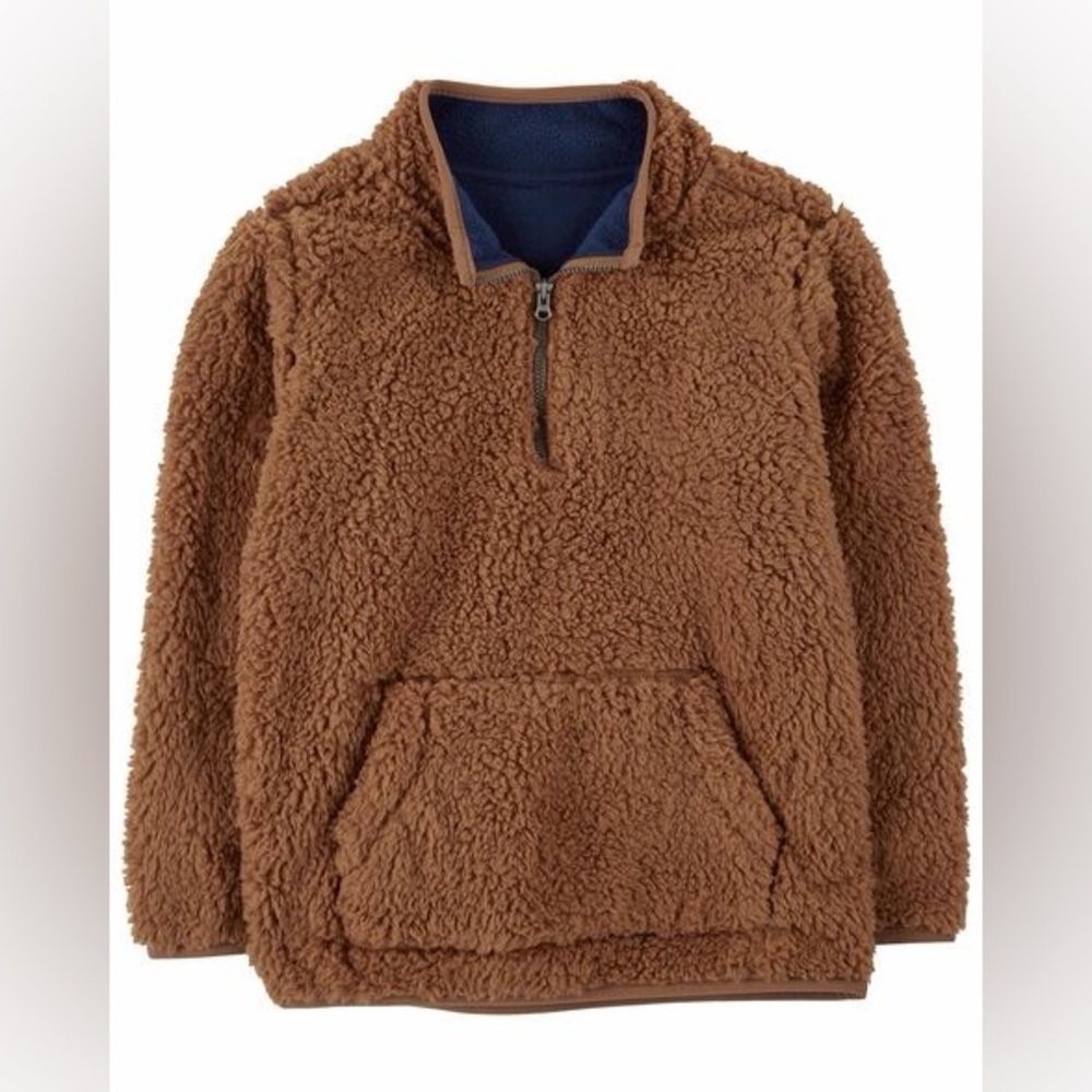 Toddler Carters Brown Sherpa Pullover Half-Zip EUC